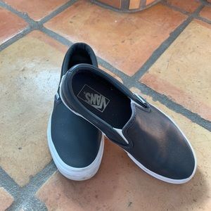 Vans leather charcoal slip on.